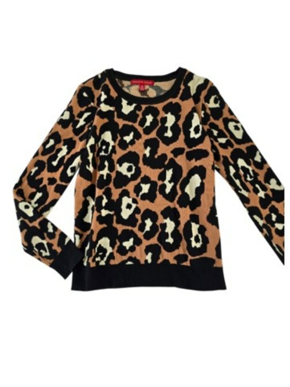Saks Fifth Avenue Animal Print Sweater Size Small Black Brown Quiet Luxury
